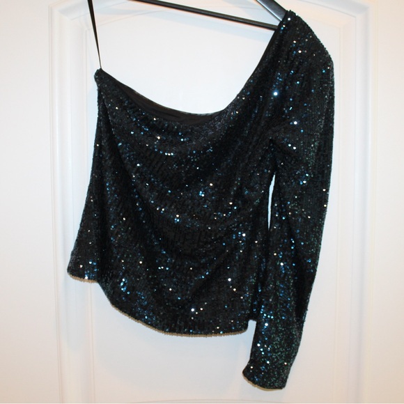 White House Black Market sequin one shoulder top (women’s XL) (NWOT) - Picture 7 of 8